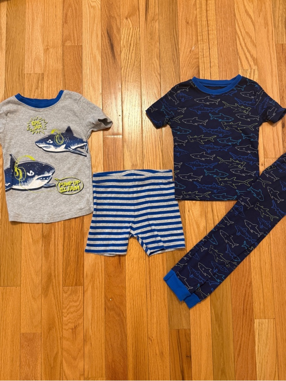 Kids Shark Pajama Set - Blue/Grey Short & Long Sleeve Options